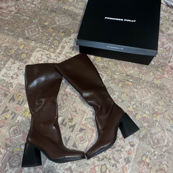 Princess Polly Renzo brown Knee High Boots size 7 - Picture 1 of 4